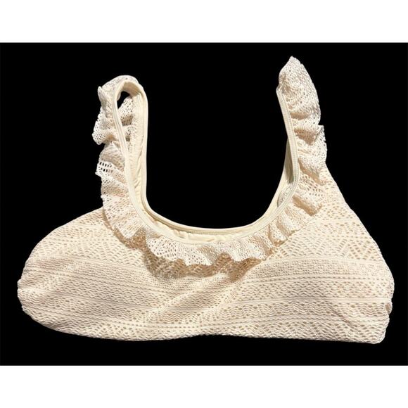 NWT Andie Swim Size Medium Hydra Too Gold‎ Coast Cream Ruffle Textured Lace - Picture 1 of 5